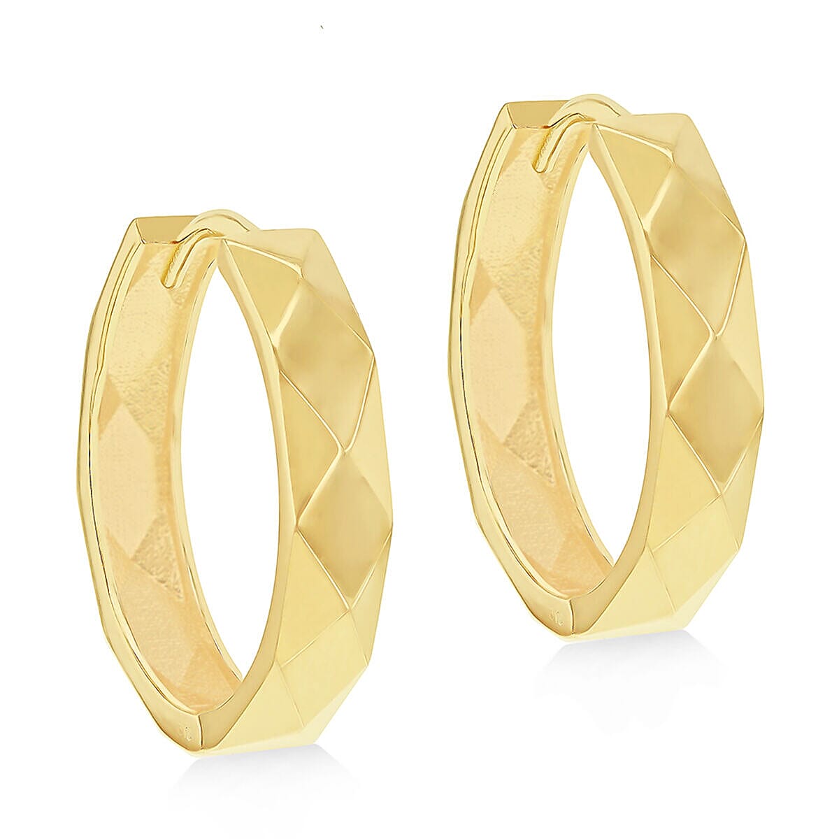 9K Yellow Gold 3.5mm x 23mm Faceted Large Hoop Earrings 7337771 0