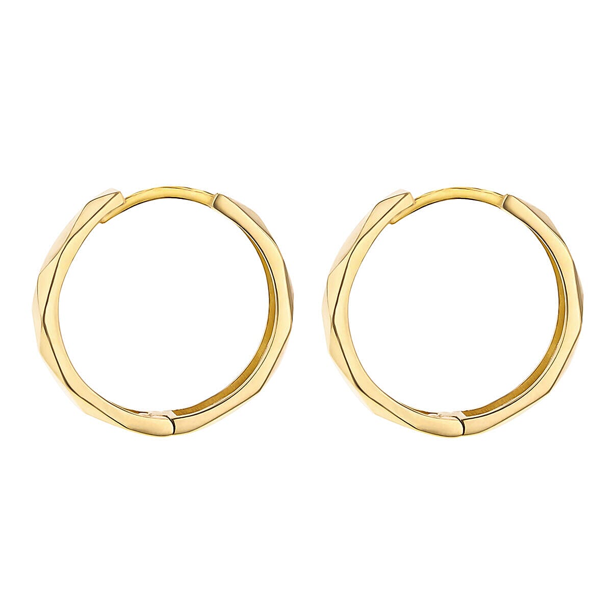 9K Yellow Gold 3.5mm x 23mm Faceted Large Hoop Earrings 7337771 1