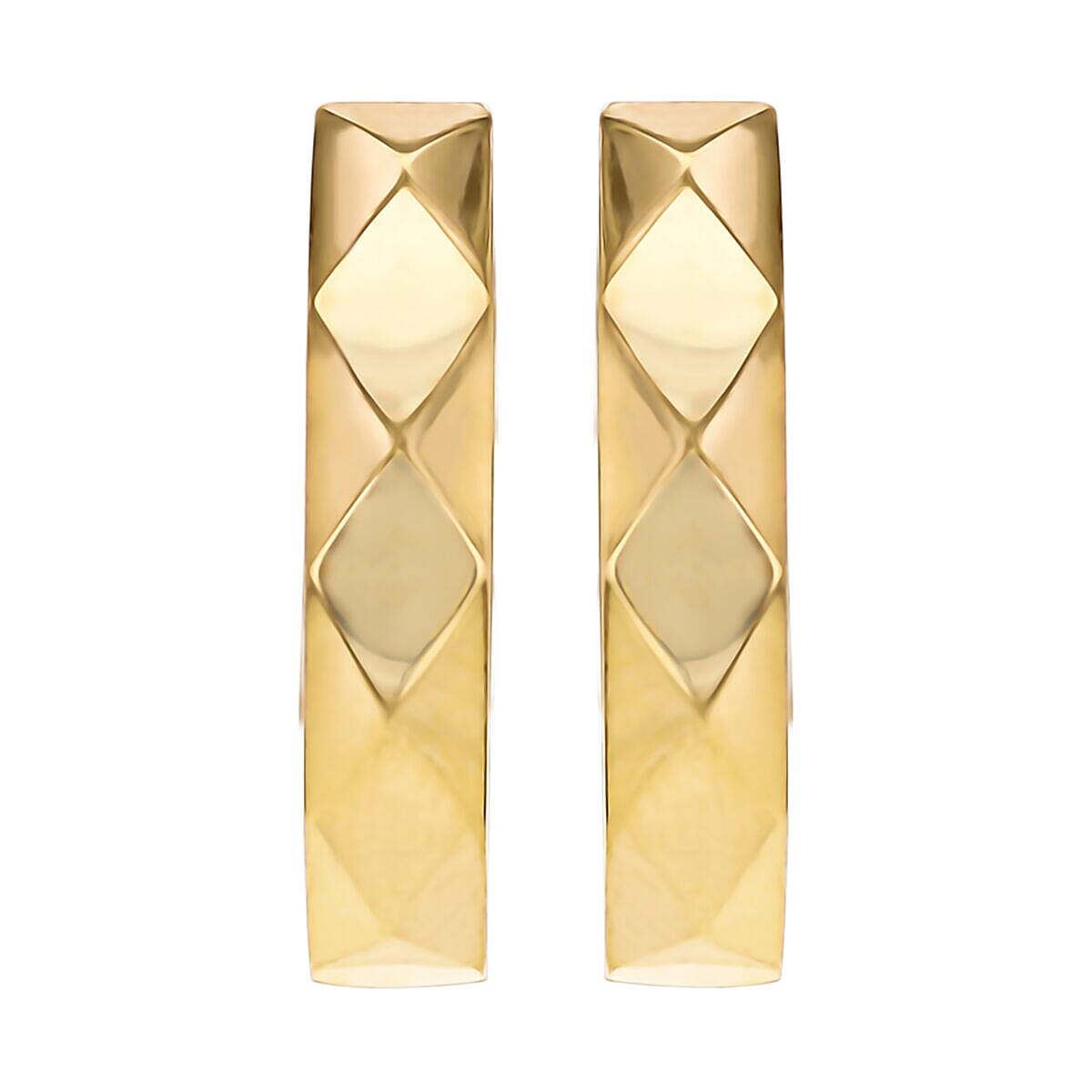 9K Yellow Gold 3.5mm x 23mm Faceted Large Hoop Earrings 7337771 2