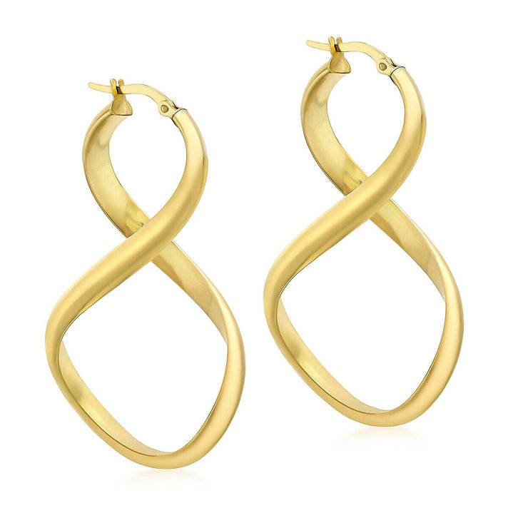 9K Yellow Gold 24mm x 47mm Figure 8 Creole Earrings 7337872 1