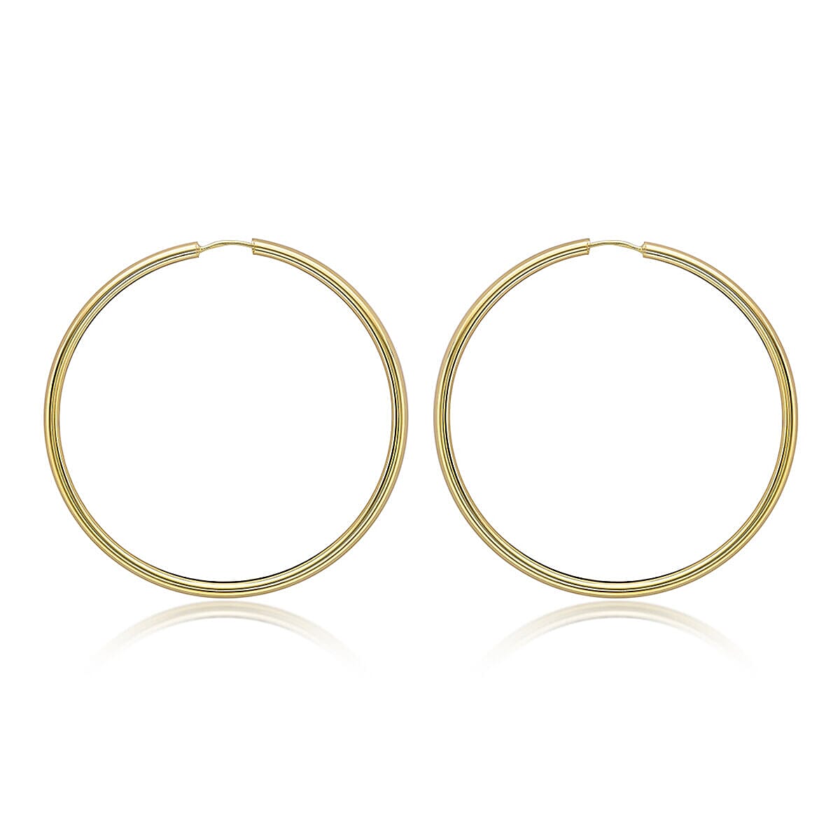 9K Yellow Gold 4mm Tube 55mm Hoop Earrings 7337722 0