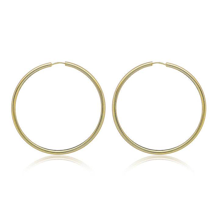 9K Yellow Gold 4mm Tube 55mm Hoop Earrings 7337722 1