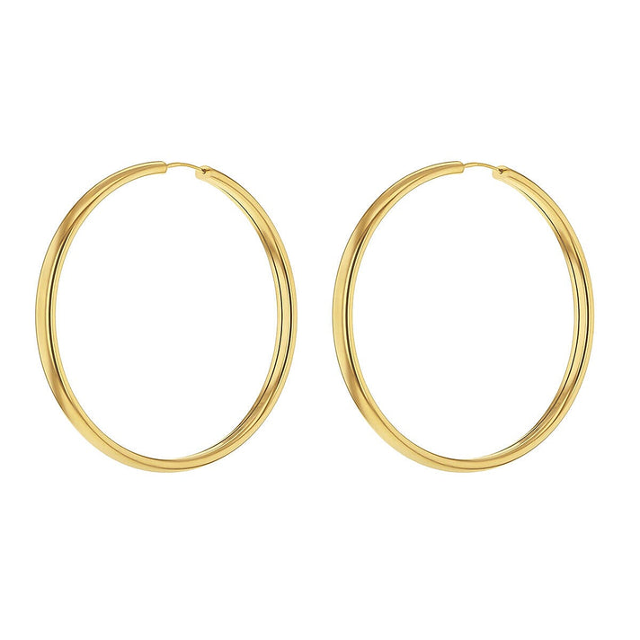 9K Yellow Gold 4mm Tube 55mm Hoop Earrings 7337722 2