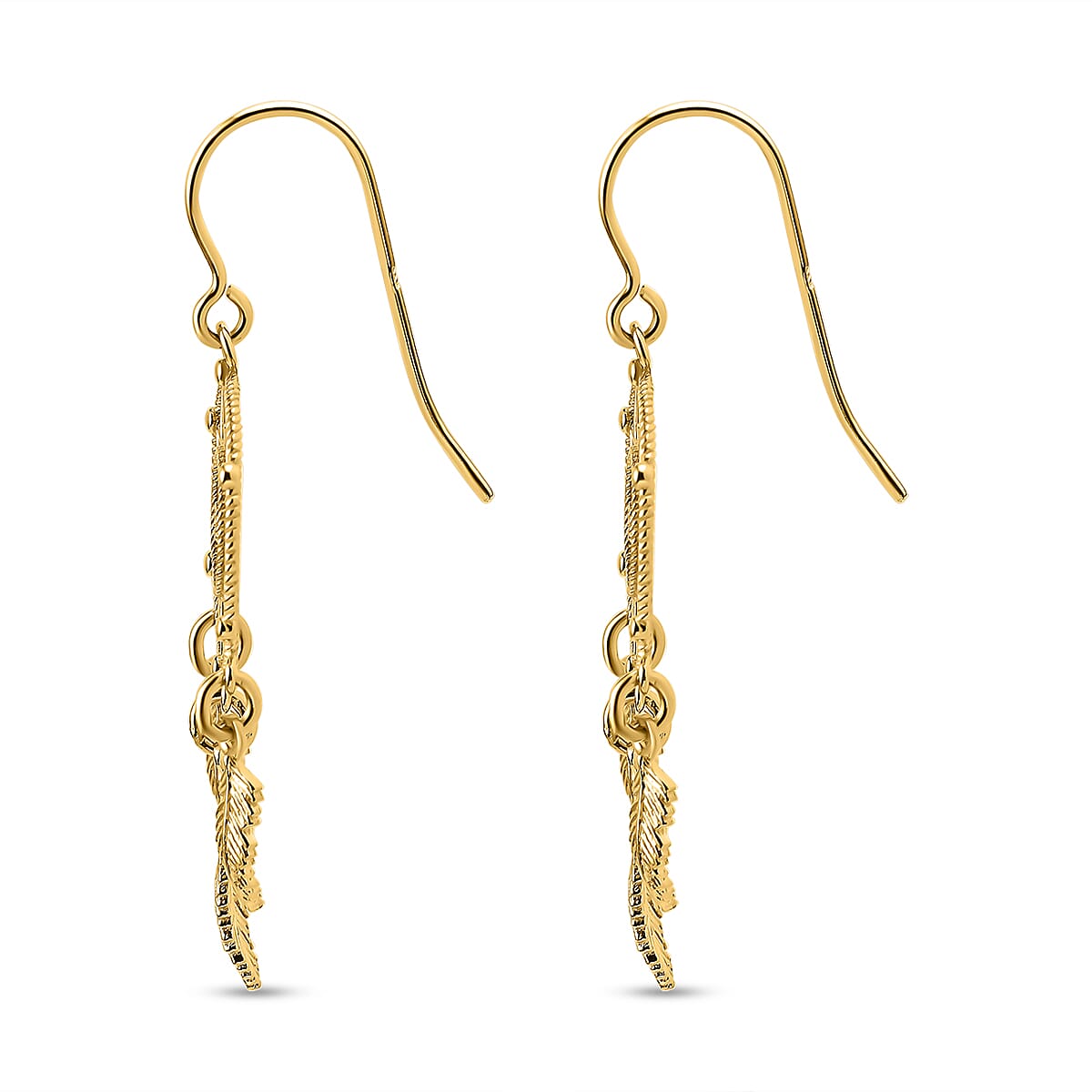 9K Yellow Gold Dreamcatcher Dangle Earrings 7227093 3