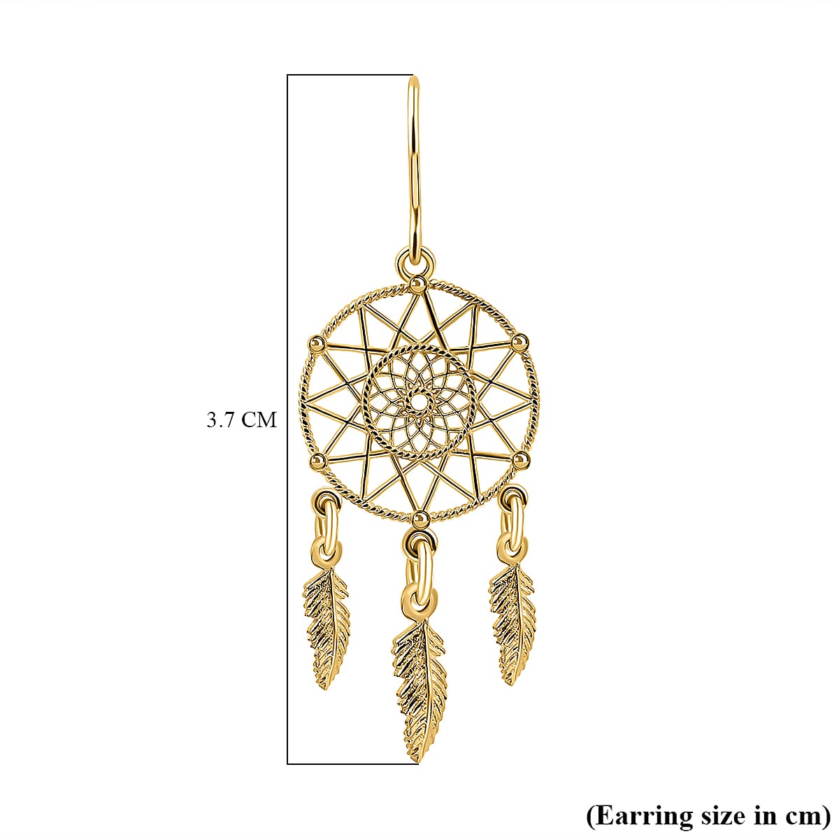 9K Yellow Gold Dreamcatcher Dangle Earrings 7227093 5