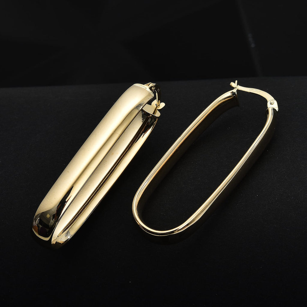 Hatton Garden Closeout - 9K Yellow Gold Large Hoop Earring With Clasp. Gold Wt 2.54 Gms