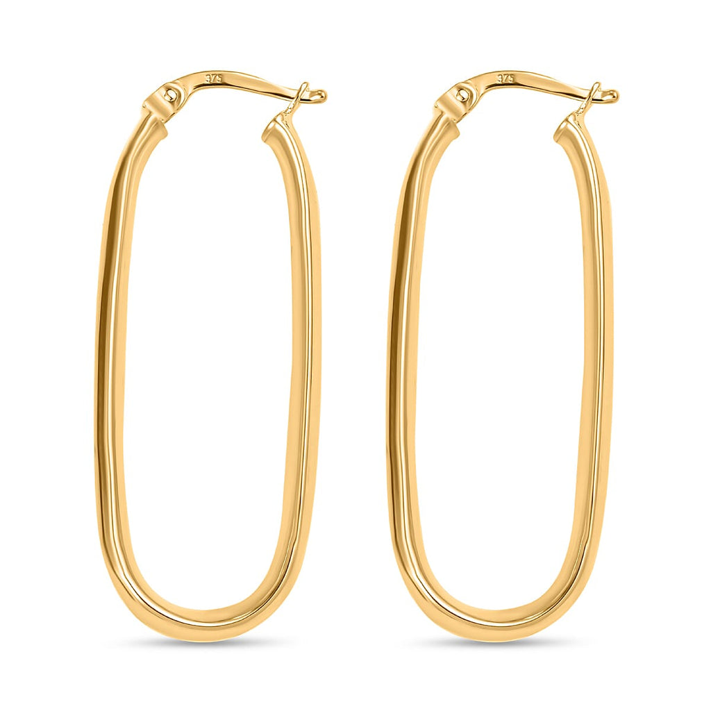 Hatton Garden Closeout - 9K Yellow Gold Large Hoop Earring With Clasp. Gold Wt 2.54 Gms