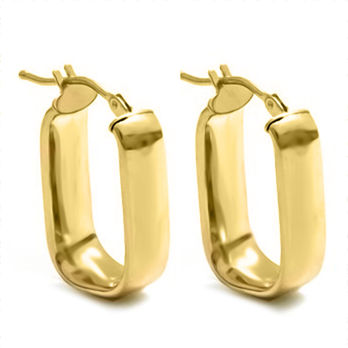 9K Yellow Gold Rectangle Hoop Earrings With Clasp 7951628 0