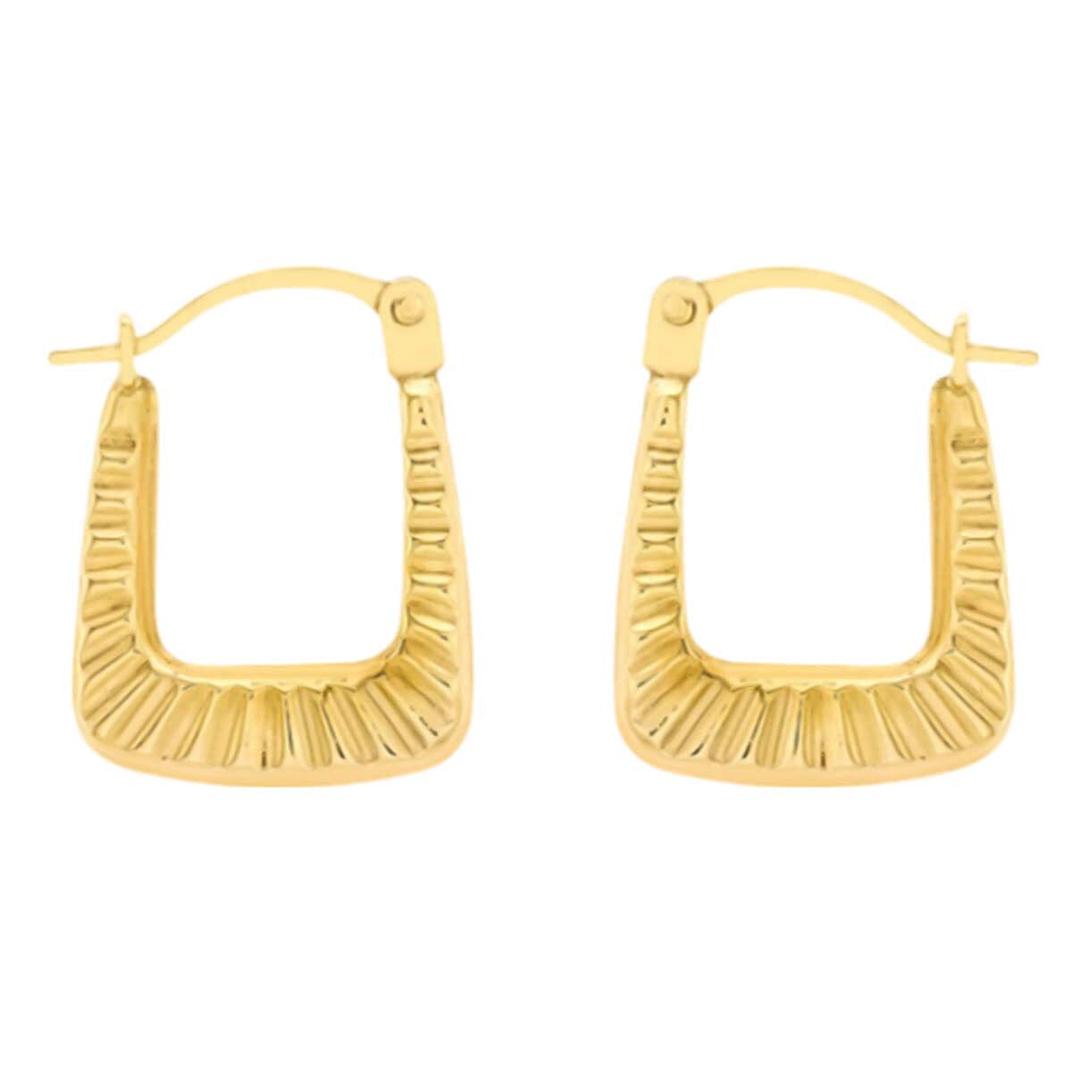 9K Yellow Gold Textured Hoop Earrings 7997408 0