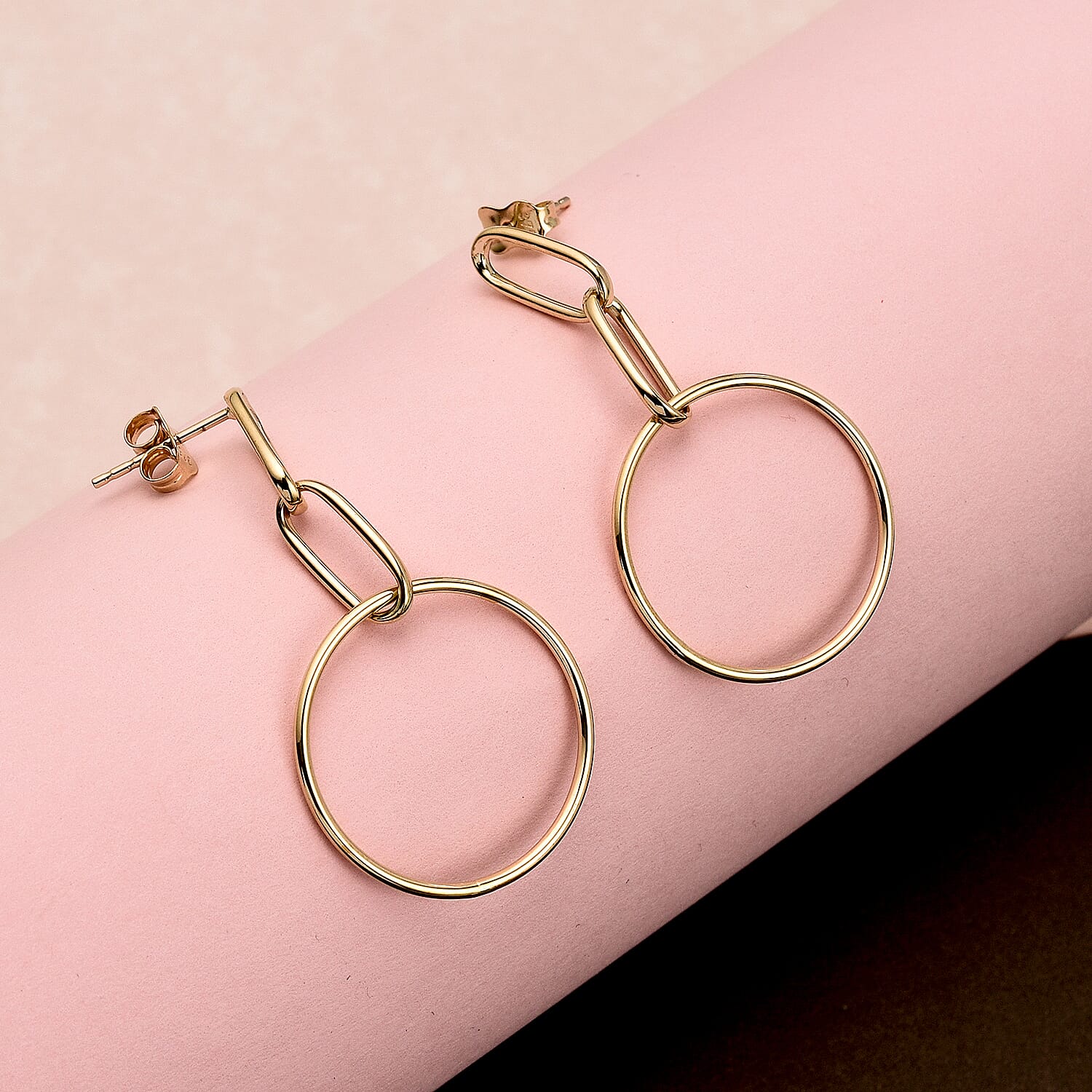 Close Out Deal - 9K Yellow Gold Circle Drop Earrings 8894054 1