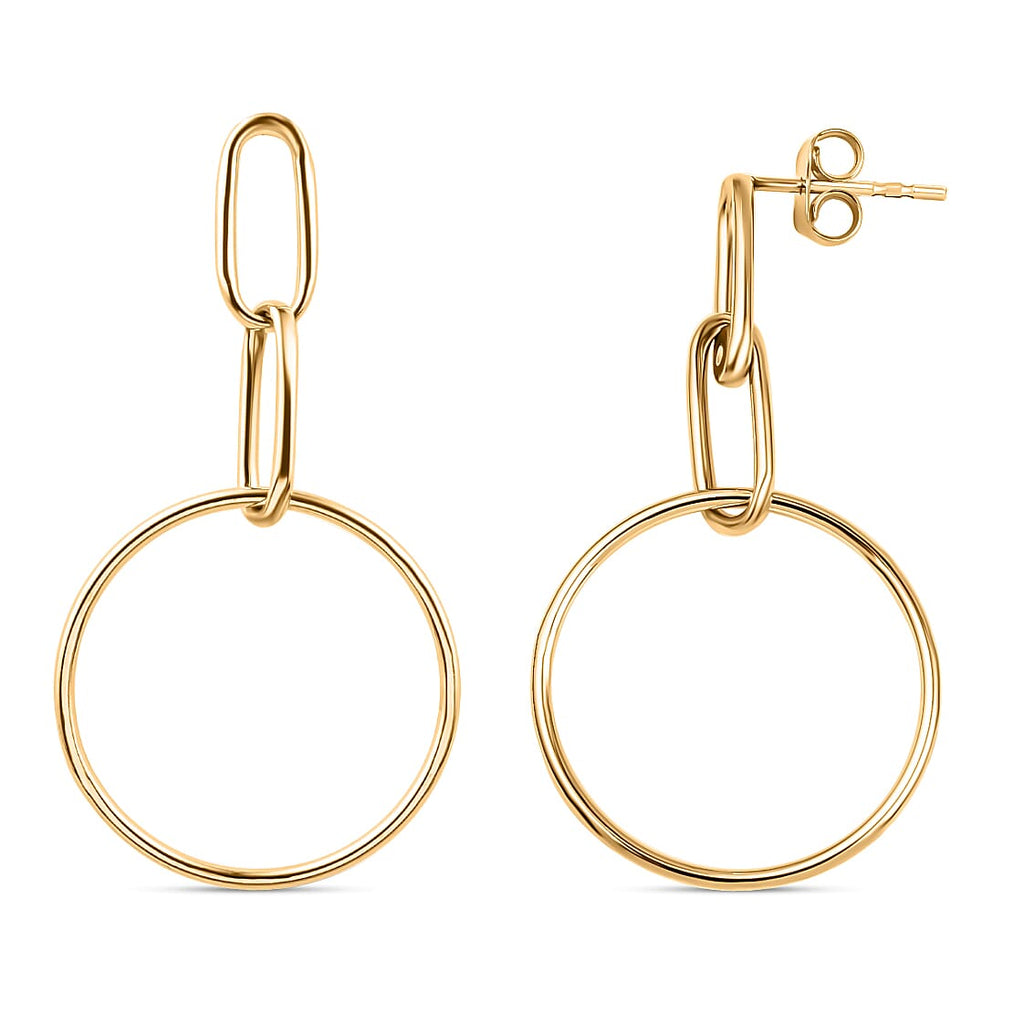 Close Out Deal - 9K Yellow Gold Circle Drop Earrings