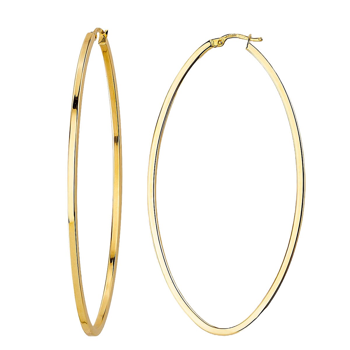 Designer Inspired - 9K Yellow Gold Oval Hoop Earring with Clasp, Gold Wt. 3.42 Gms. 7988080 1