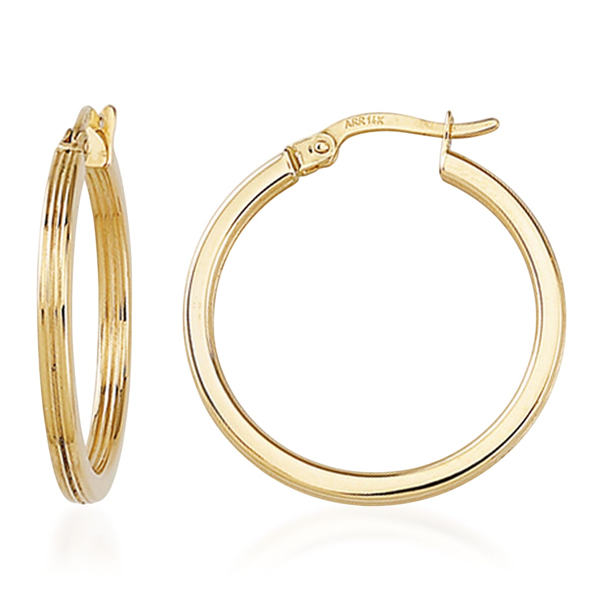 9K Yellow Gold Channel Textured Hoop Earring with Clasp 8280950 0