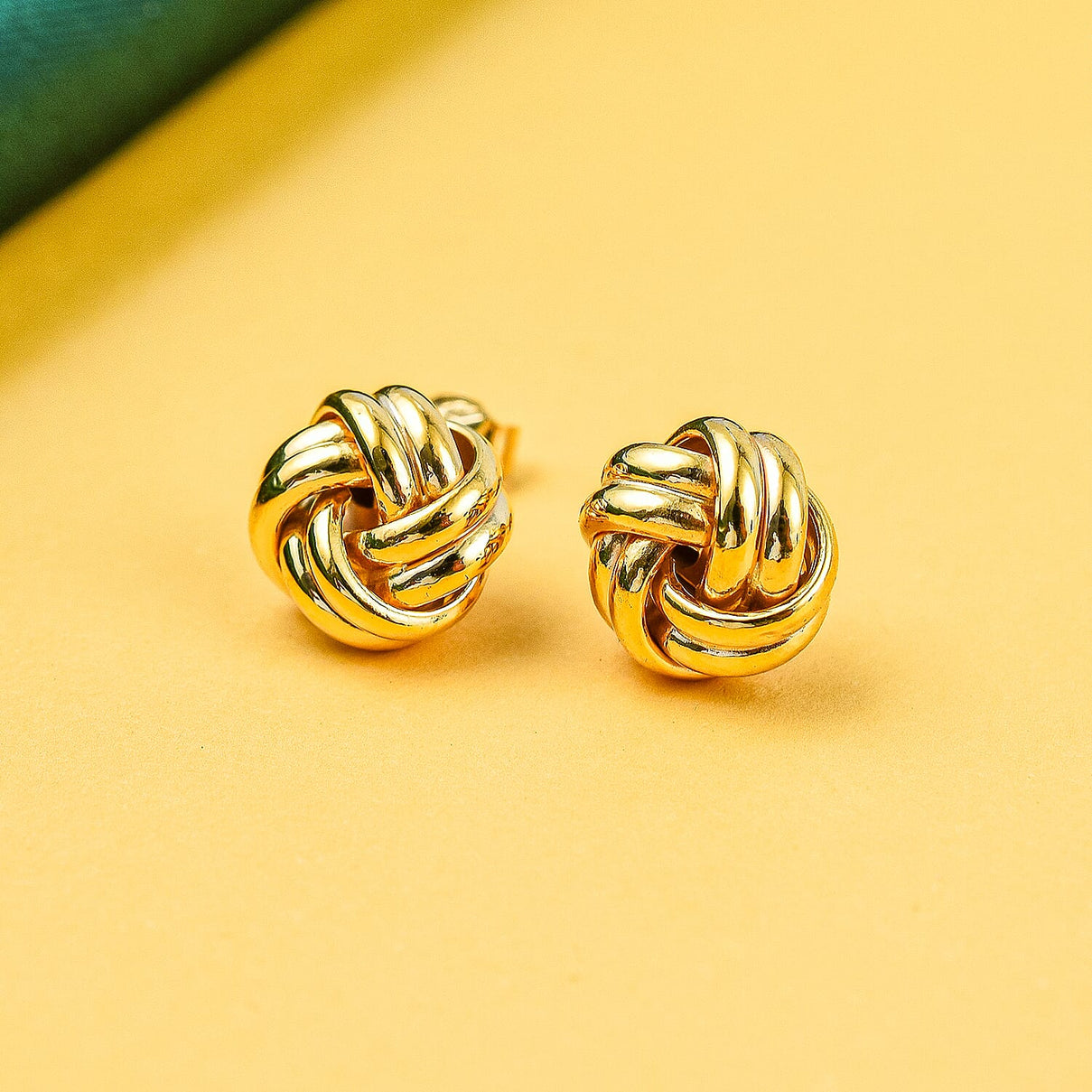 Hatton Garden Closeout-9K Yellow Gold Double Knot Earrings 7667817 1