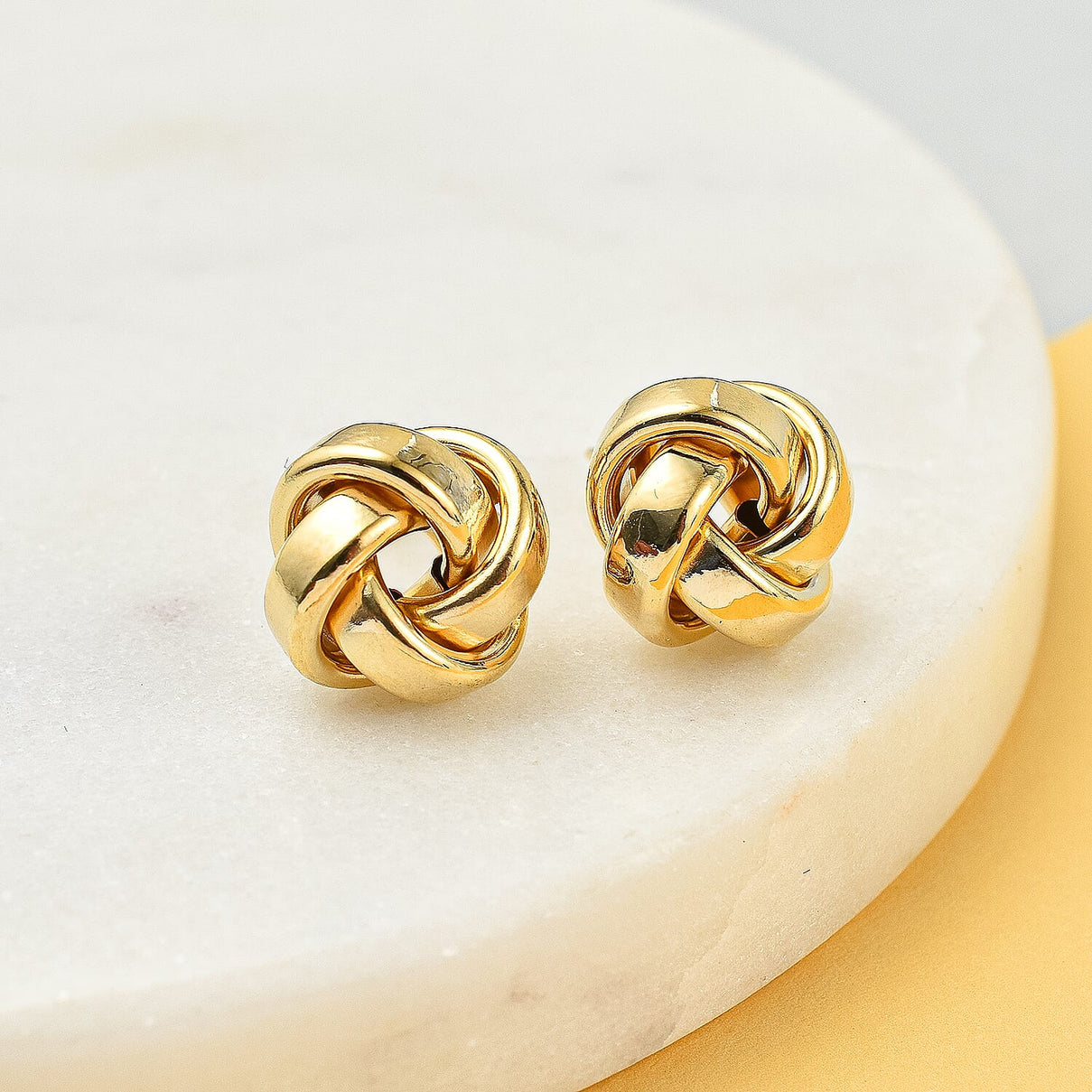 Vicenza Closeout - 9K Yellow Gold Knot Earrings 7658144 1