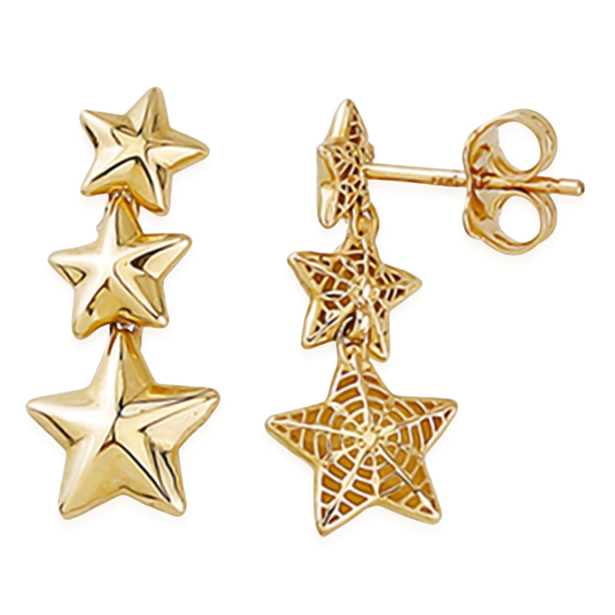 9K Yellow Gold Cascading Stars Earring with Push Back 8280944 0