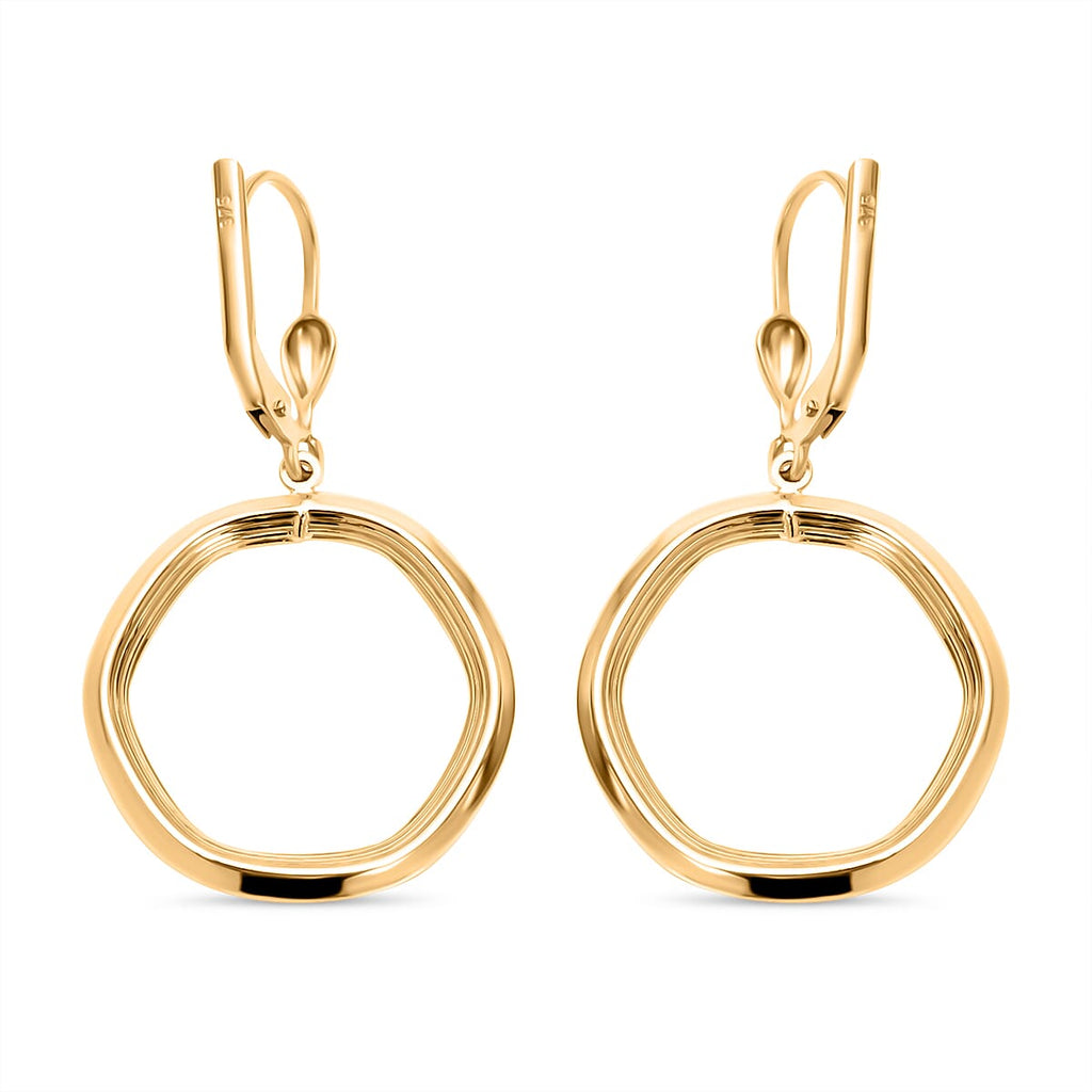 Biggest Gold Offer -- 9K Yellow Gold Hexagonal Earrings With Lever Back.