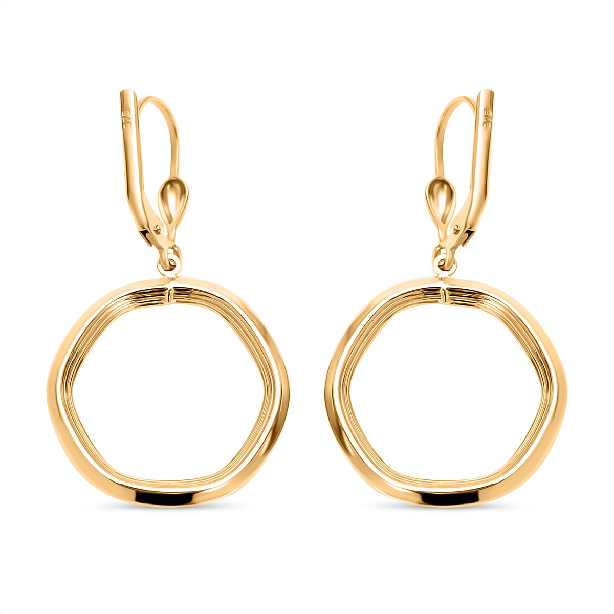 Biggest Gold Offer -- 9K Yellow Gold Hexagonal Earrings With Lever Back. 7756980 0