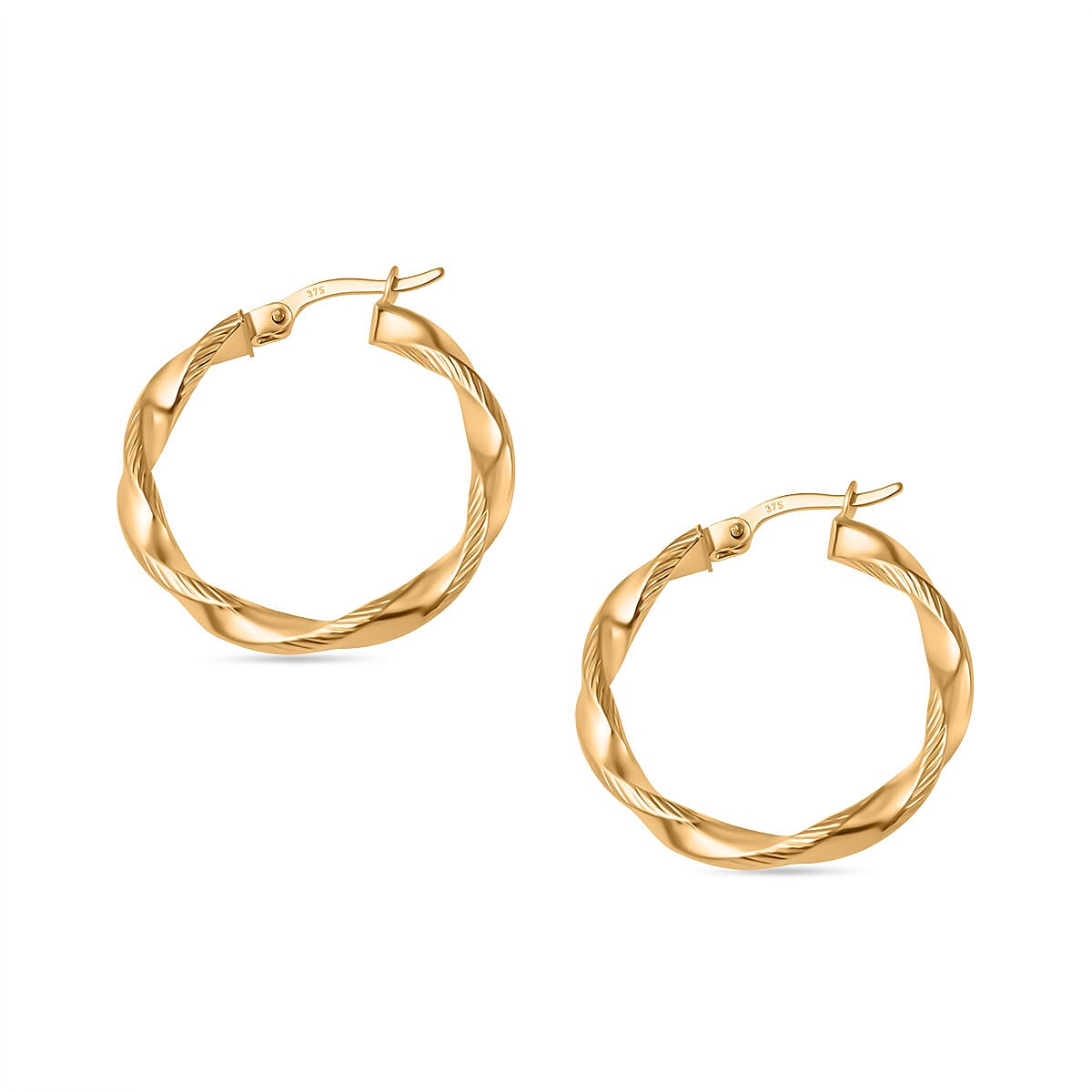 Ottoman Treasures - 9K Yellow Gold Twist Hoop Earrings 7756985 1
