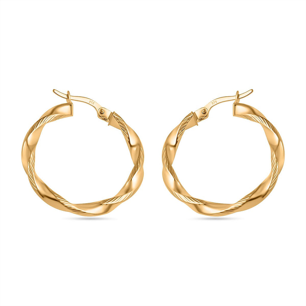 Ottoman Treasures - 9K Yellow Gold Twist Hoop Earrings