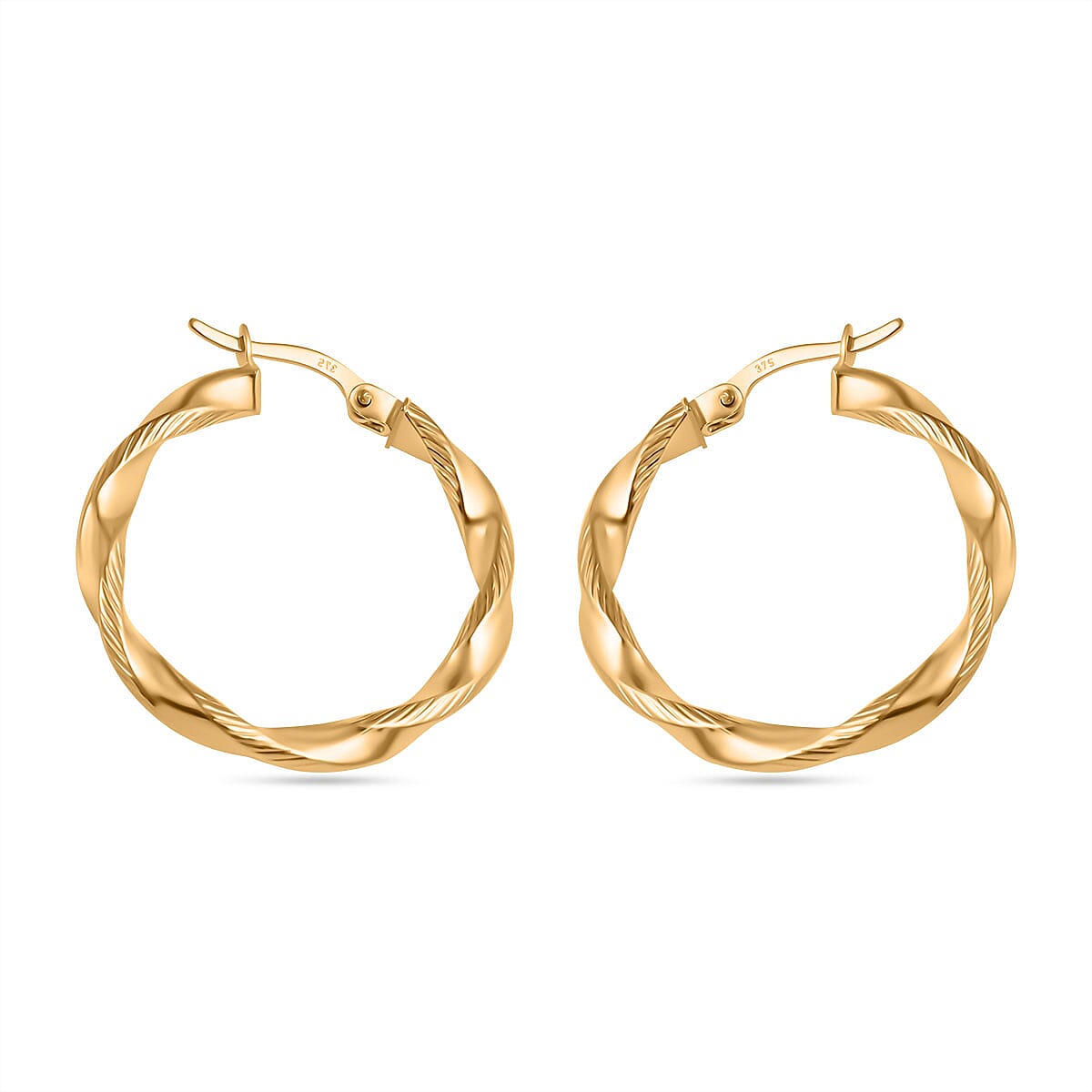 Ottoman Treasures - 9K Yellow Gold Twist Hoop Earrings 7756985 2
