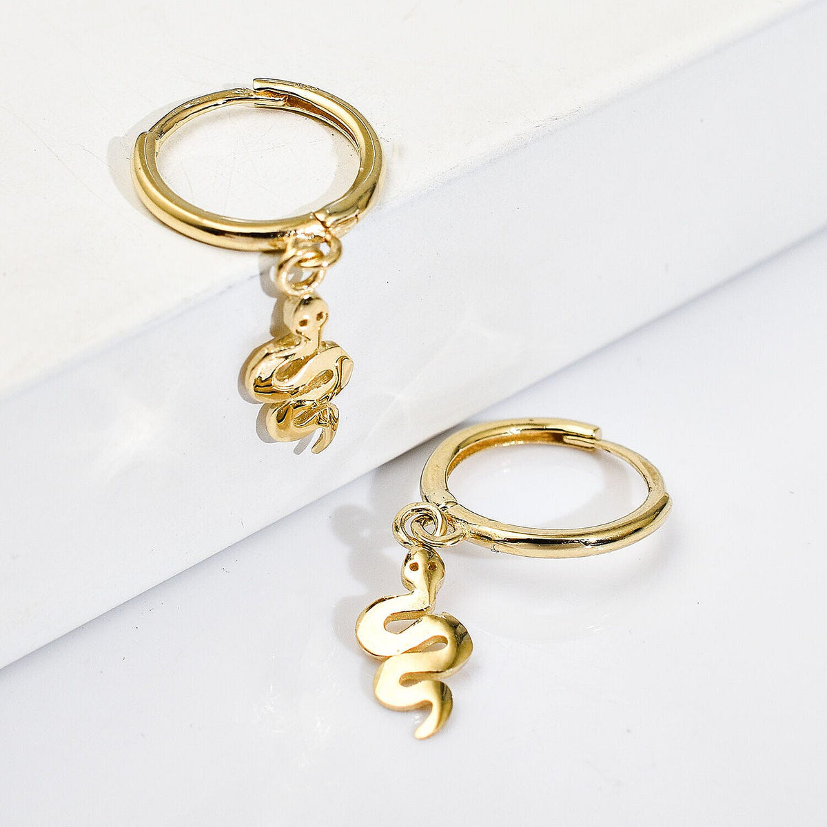 9K Yellow Gold Serpent Earrings 7383953 1