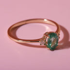 9K Yellow Gold Emerald and Diamond (I3 -G-H) Ring 0.83 Ct