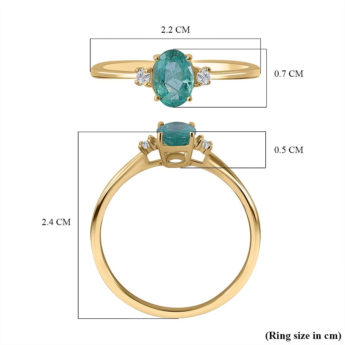 0.83 Ct AA Emerald and Diamond I3 GH Classic Solitaire Ring in 9K Yellow Gold 7426397 11