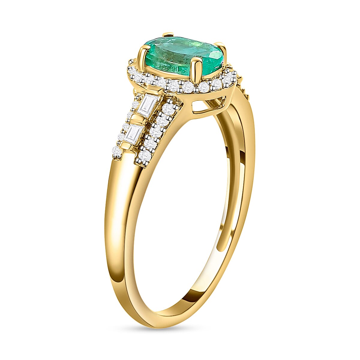 9K Yellow Gold Ethiopian Emerald and Diamond Ring 1.03 Ct. 8946561 4