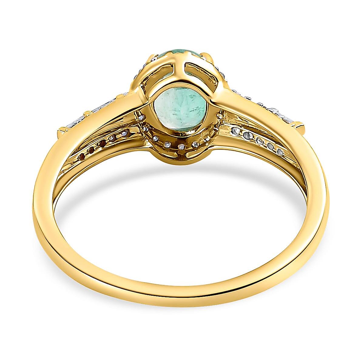 9K Yellow Gold Ethiopian Emerald and Diamond Ring 1.03 Ct. 8946561 5