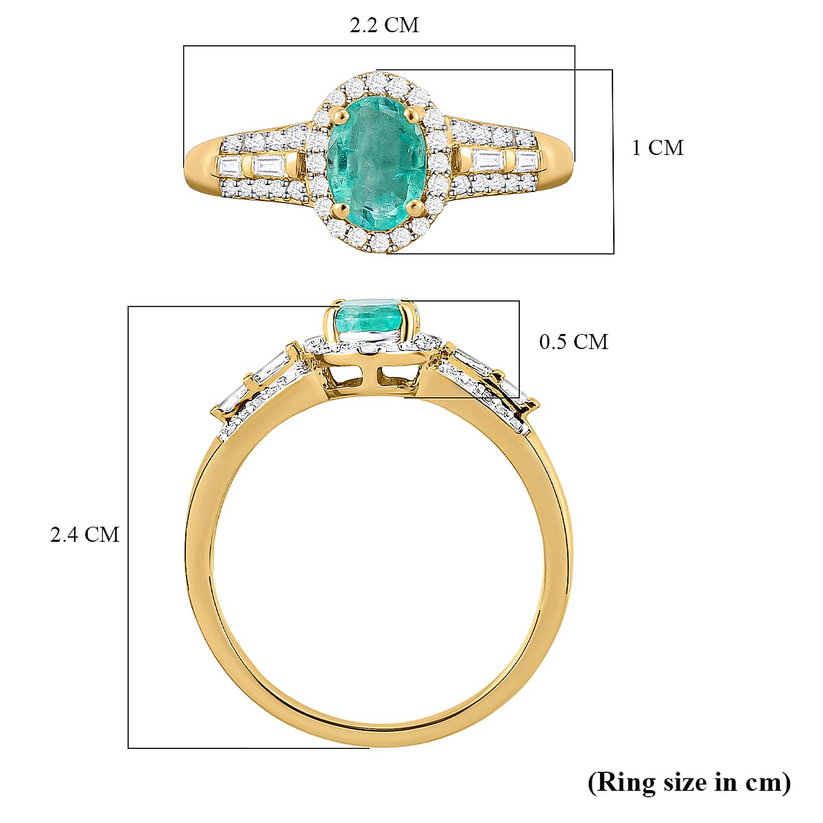 9K Yellow Gold Ethiopian Emerald and Diamond Ring 1.03 Ct. 8946561 6