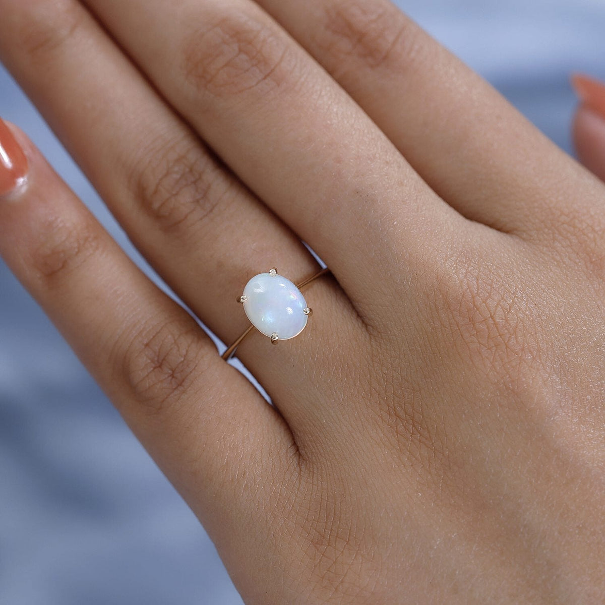 9K Yellow Gold Ethiopian Welo Opal Solitaire Ring 1.15 Ct 7385709 5