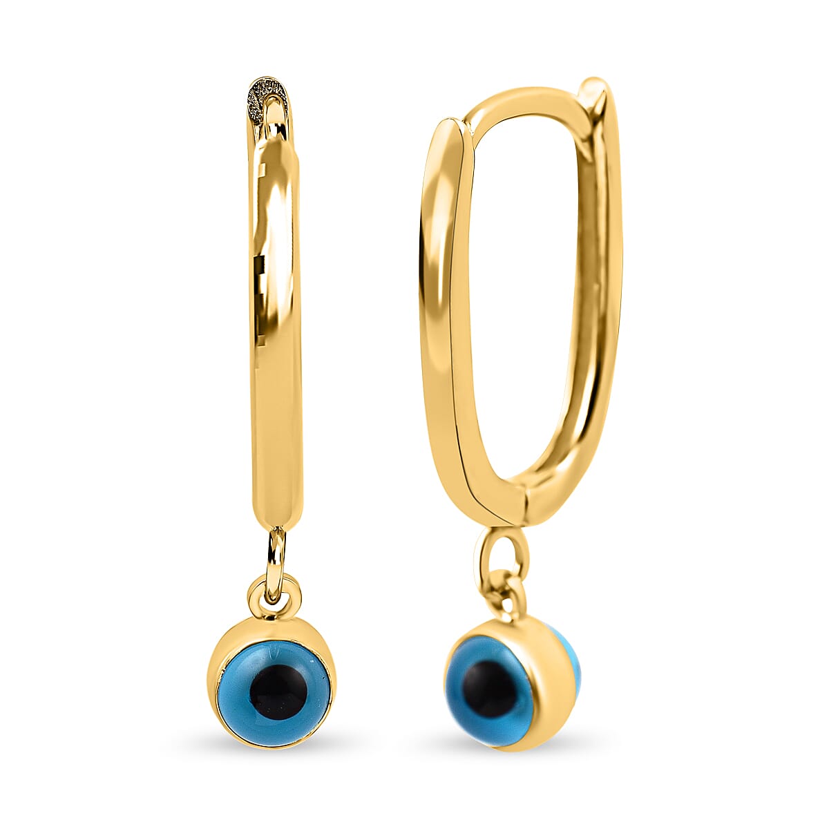 9K Yellow Gold Eye Dangle Hoop Earrings 7383353 0