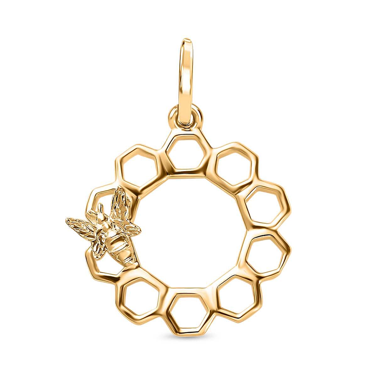 Designer Inspired - 9K Yellow Gold Honeycomb and Bee Pendant 7750648 0