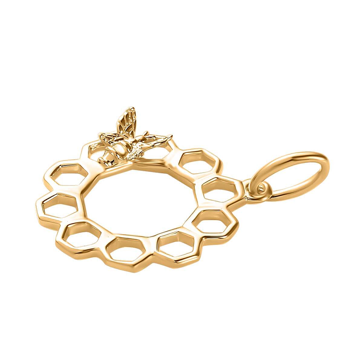 Designer Inspired - 9K Yellow Gold Honeycomb and Bee Pendant 7750648 4