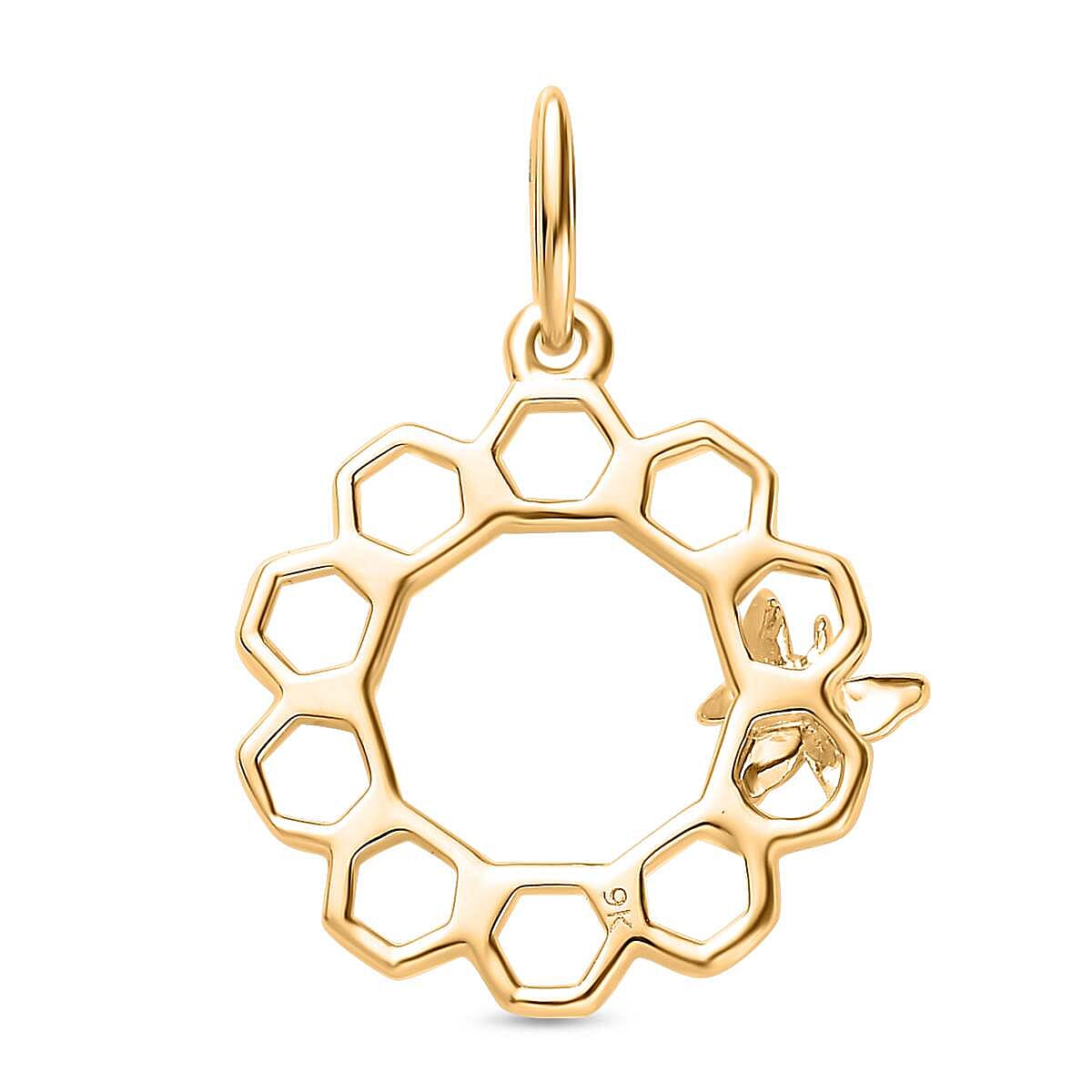 Designer Inspired - 9K Yellow Gold Honeycomb and Bee Pendant 7750648 5