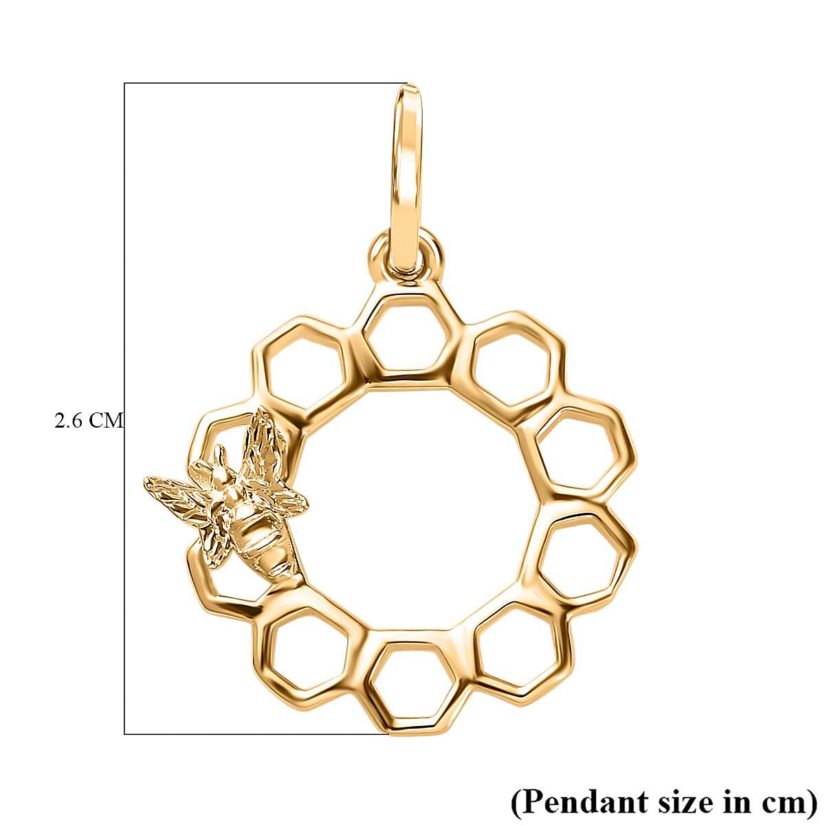 Designer Inspired - 9K Yellow Gold Honeycomb and Bee Pendant 7750648 6