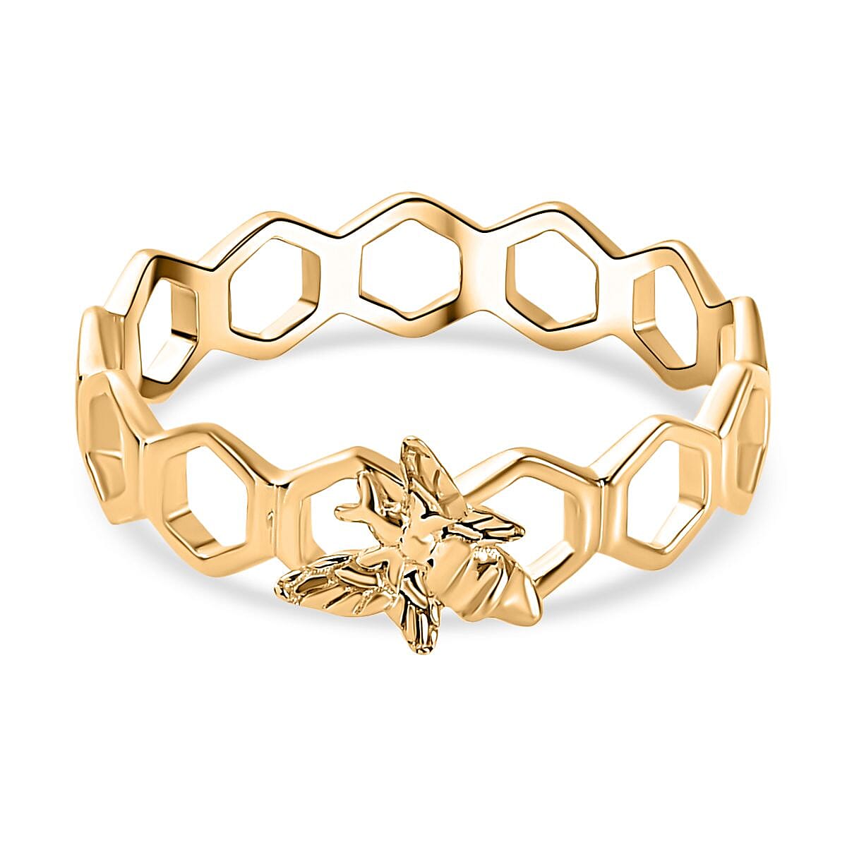 Designer Inspired - 9K Yellow Gold Honeycomb and Bee Ring 7750624 0