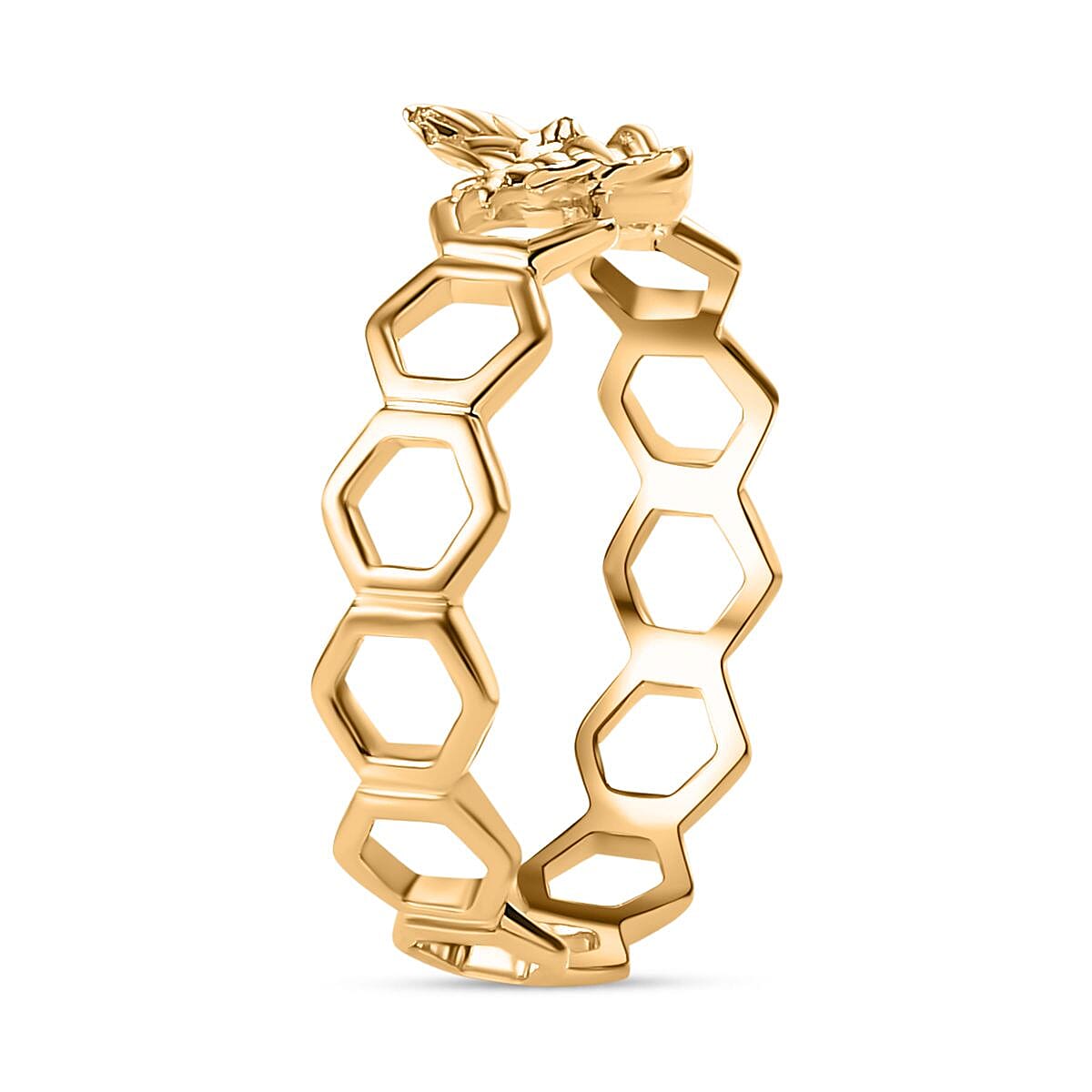 Designer Inspired - 9K Yellow Gold Honeycomb and Bee Ring 7750624 4