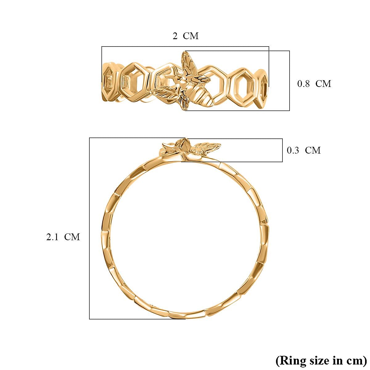 Designer Inspired - 9K Yellow Gold Honeycomb and Bee Ring 7750624 6