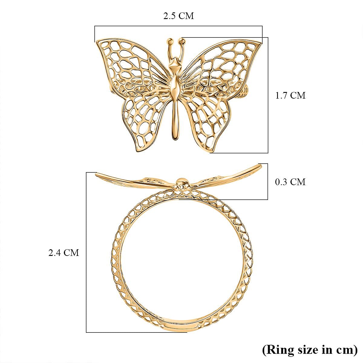 9K Yellow Gold Butterfly Ring 8083225 6