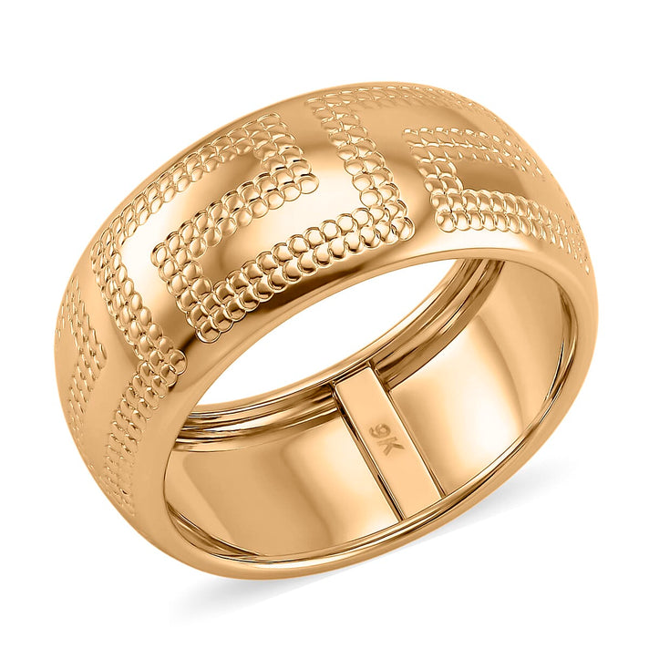 9K Yellow Gold Greek Key Design Band Ring 8412266 1