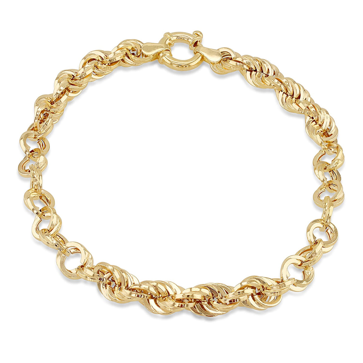 9K Yellow Gold Fancy Rope Link Bracelet 7.5 Inch 7193054 0