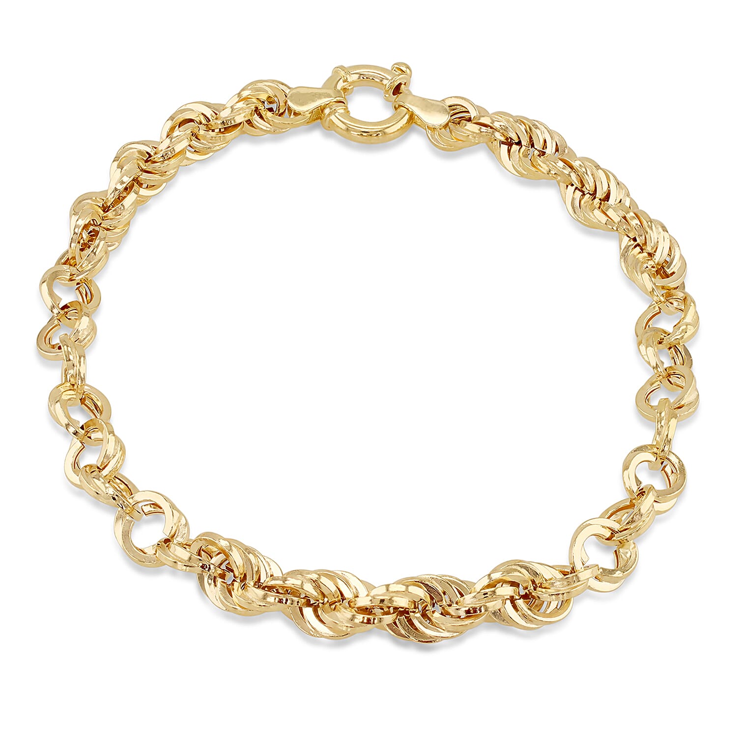 9K Yellow Gold Fancy Rope Link Bracelet 7.5 Inch 7193054 0