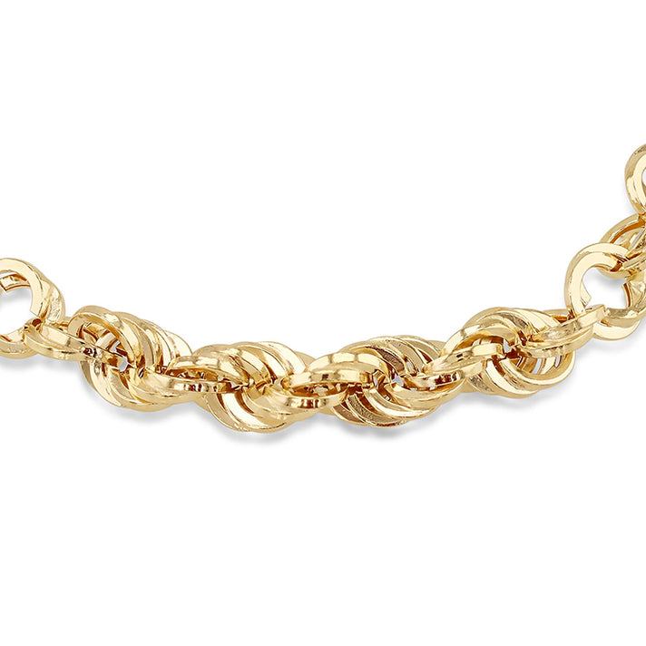 9K Yellow Gold Fancy Rope Link Bracelet 7.5 Inch 7193054 2