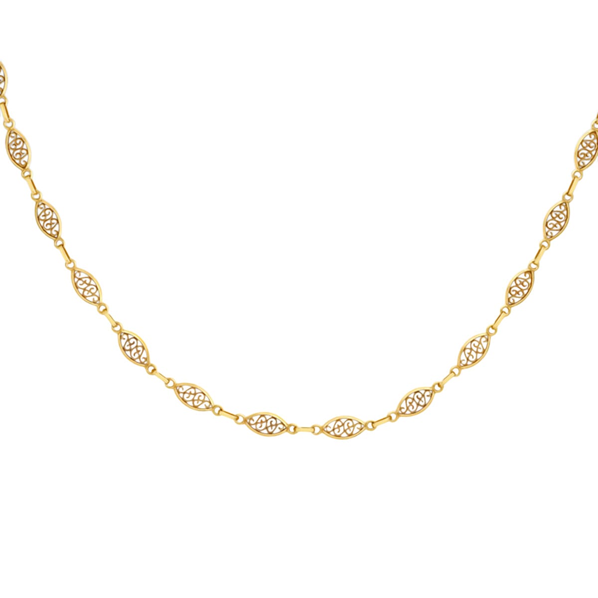 9K Yellow Gold Filigree Oval Link Chain 18 Inch 8894206 0