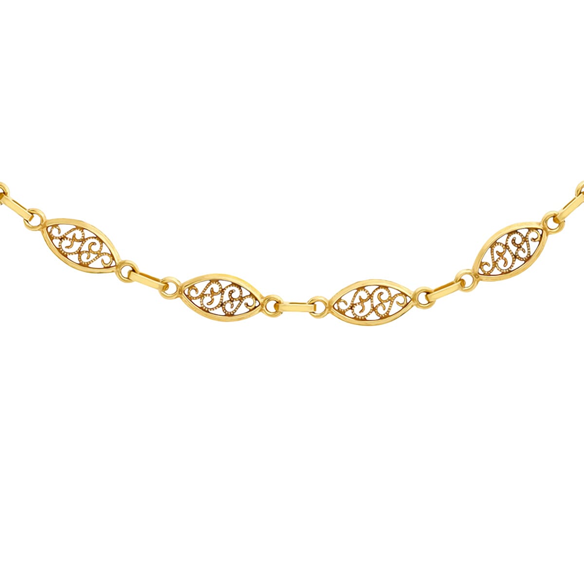 9K Yellow Gold Filigree Oval Link Chain 18 Inch 8894206 1
