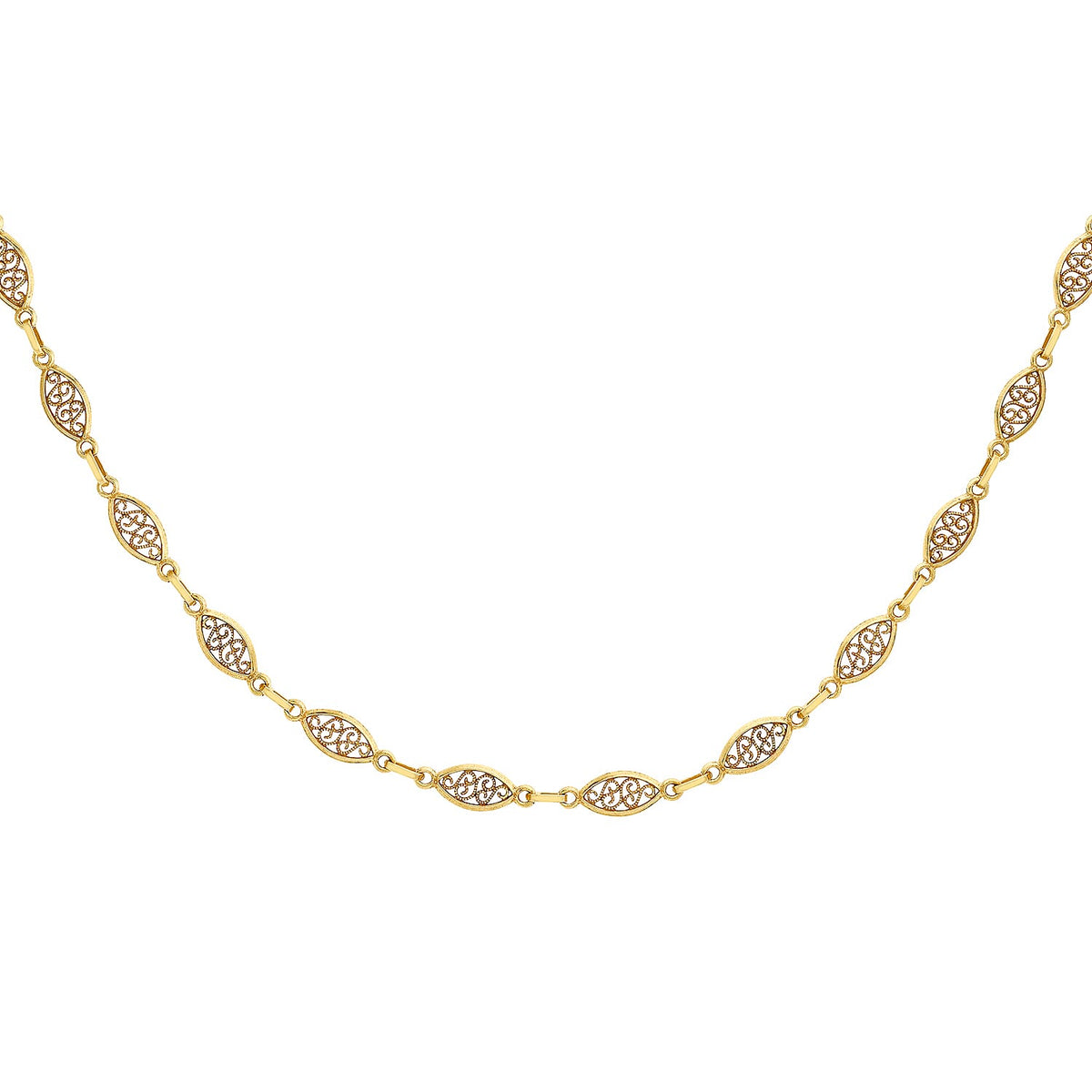 9K Yellow Gold Filigree Oval Link Chain 18 Inch 8894206 4