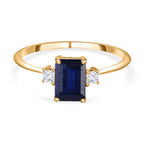 9K Yellow Gold Masoala Sapphire and Moissanite Ring 1.53 Ct