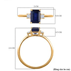 9K Yellow Gold Masoala Sapphire and Moissanite Ring 1.53 Ct